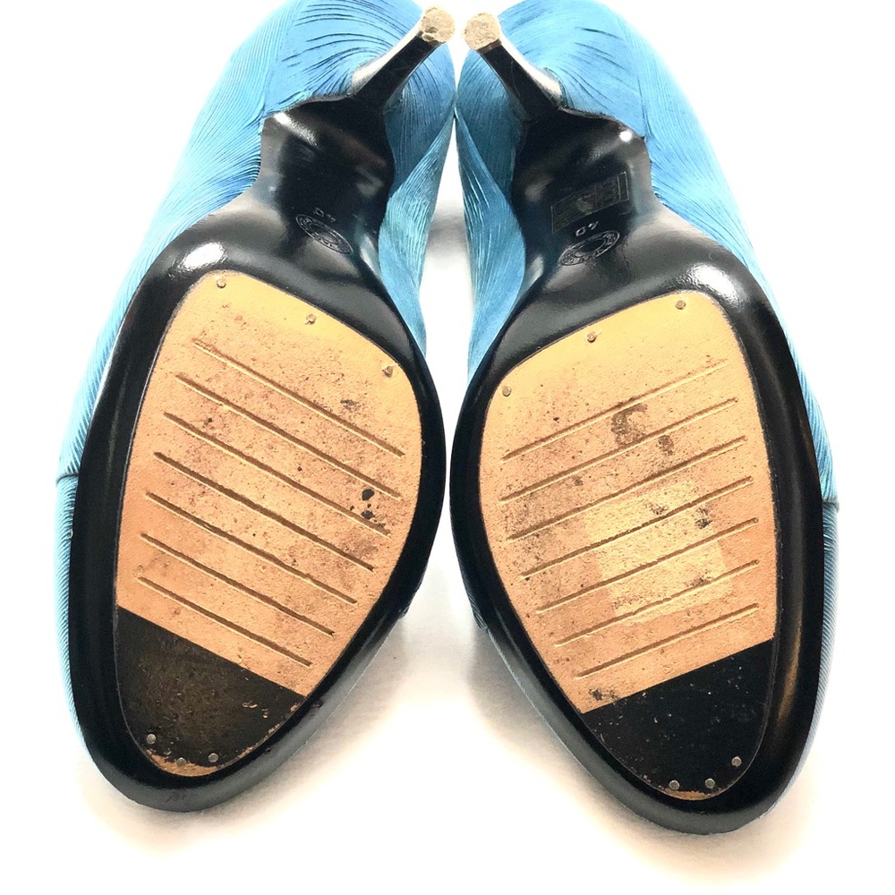 Dries Van Noten Teal Blue Round-Toe Heels - Picture 4 of 5
